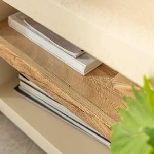 Mueble TV Vandana Mira Stellar con 2 puertas y 1 estante en madera efecto hormigón y madera reciclada - Product Image 4