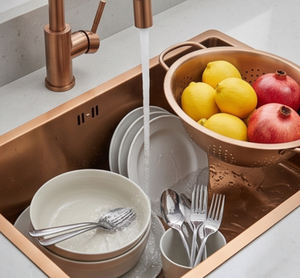 Évier de cuisine en cuivre de qualité supérieure, à cuve unique, à encastrer, rectangulaire, design moderne, facile à nettoyer, pour usage en cuisine - Product Image 6