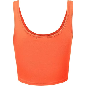 Sujetador deportivo sin costuras para mujer, espalda cruzada, color naranja liso, sin aros, de elastano y poliéster, top de entrenamiento para todas las estaciones - Product Image 4