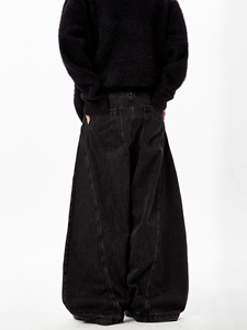 Customized Men Baggy Wide Leg Jeans <b>Boot</b> Cut Denim <b>Pants</b> Breathable Casual Style Embroidery Logo Streetwear Jean - Product Image 5