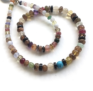 ลูกปัดพลอยธรรมชาติแบบคละสี 1 เส้น สำหรับทำเครื่องประดับอัญมณีชั้นดี สร้อยคอพลอย - Product Image 1