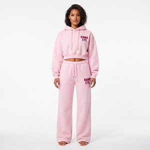 Conjunto de Sudadera con Capucha y Pantalones de Felpa Rosa para Mujer, Estilo Casual, Holgado, Dos Piezas, Transpirable, para Uso Diario - Product Image 1