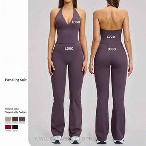 Women's Solid Deep V Neck Sleeveless High Waist 3-Piece Gym Activewear Set Quick Dry Breathable Spandex/Nylon Fabric - Product Image 6