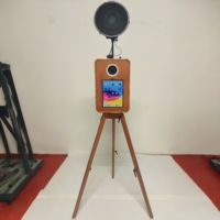 Machine Photo Booth Portable Rétro en Bois Double Face pour Surface Pro, DSLR, iPad avec Appareil Photo et Imprimante
