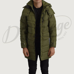 Premium Men Faux <b>Leather</b> Puffer <b>Jacket</b> Hooded Quilted Winter Coat Warm Padded Outerwear - Product Image 1