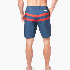 Men's Blue Navy <b>Board</b> Shorts With Red Stripes Quick Dry Drawstring Waist Casual Swimwear Short Length - Product Image 5