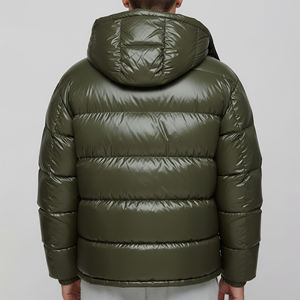 Veste matelassée à capuche pour homme de haute qualité, couleur vert olive, rembourrée de duvet, coupe-vent, fermeture éclair, manteau d'hiver décontracté, coupe régulière - Product Image 3