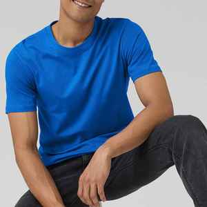 Camiseta de Manga Corta para Hombre, Cuello Redondo, Color Azul Marino, Corte Regular, Tejido de Punto Jersey, 100% Algodón, Transpirable, Color Sólido, 220g - Product Image 4