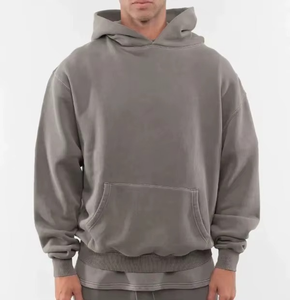 Sudadera con Capucha Negra para Hombre, Oversize, de Algodón y Felpa, Informal, con Bolsillo Frontal y Estampado de Letras Amarillas, para Otoño - Product Image 4