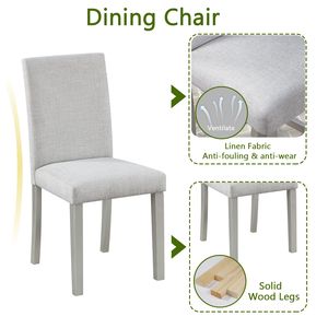 5-Piece <b>Square</b> Wooden Dining <b>Table</b> Set with Upholstered Chairs <b>Kitchen</b> <b>Table</b> for Dining Room - Product Image 6