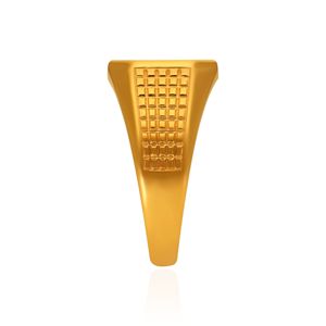 Modern Gold Finish Geometric Lattice Pattern Wide Band Signet <b>Ring</b> <b>for</b> <b>Men</b> Wholesale Fashion Jewelry - Product Image 4
