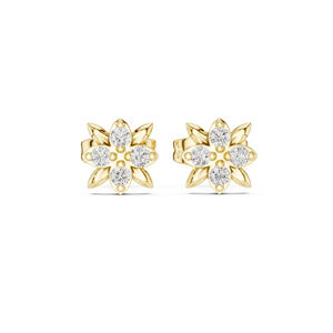 Boucles d'oreilles de fiançailles en or blanc 14 carats avec diamant rond cultivé en laboratoire pour femmes |   Nouveau diamant cultivé - Product Image 2
