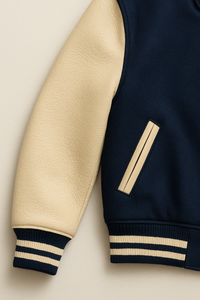 ผู้ผลิตเสื้อแจ็คเก็ตเบสบอลแบบ Letterman ตัวเสื้อทำจากผ้าขนสัตว์ แขนเสื้อทำจากหนัง ปักลายและติดแพทช์เชนิลล์ - Product Image 4