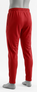 Pantalon de survêtement rouge pour homme, taille élastique, en tricot double interlock 100 % polyester, poids moyen, respirant, séchage rapide, poches latérales, décontracté - Product Image 2