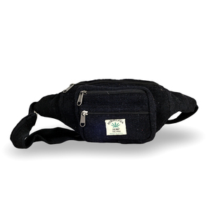 Bolso de pecho para hombre 100% cáñamo, riñonera negra - Product Image 1