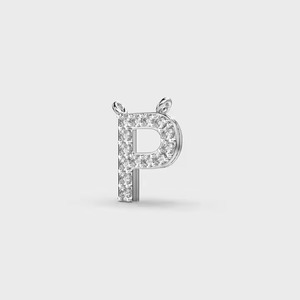 P Shape <b>Silver</b> Plated Rhodium Letter Jewelry Pendants Charms P Moissanite Pendant Unisex Trendy Style - Product Image 2