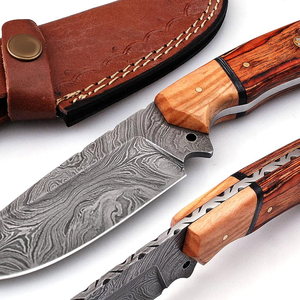 Couteau de chasse à lame fixe en acier Damas avec étui en cuir, couteau de chasse en acier Damas fait main sur mesure - Product Image 6