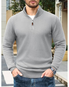 เสื้อฮู้ดซิป 1/4 สำหรับผู้ชาย ผ้าฝ้ายฟลีซ 100% ระบายอากาศได้ดี แห้งเร็ว ใส่สบายสำหรับฤดูใบไม้ร่วงและฤดูหนาว - Product Image 2
