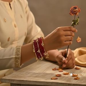 High Quality <b>Gold</b> Plated Kashmiri Jhumki Shining Ghungroo <b>Bangles</b> Wedding Party Wear Premium Wholesale Price - Product Image 2