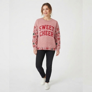 Women Festive Graphic Crewneck Sweatshirt <b>Long</b> <b>Sleeve</b> Christmas Pullover <b>Top</b> Printed <b>Sleeve</b> Casual Sweatshirt Winter <b>Top</b> - Product Image 2