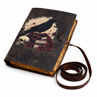 Carnet Grimoire en Cuir Cousu Main – Journal Vintage avec Papier à Bords Frangés Antique, Bloc de Croquis Imprimé UV, Parfait pour les Notes et les Esquisses