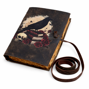 Journal Grimoire en Cuir Fait Main - Livre des Ombres Vintage & Carnet de Croquis en Papier à Bords Frangés Antique - Cadeau Idéal - Product Image 1