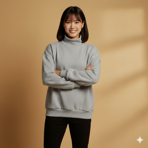 Suéter Oversize de Punto para Mujer con Cuello Simulado, Diseño Relajado para una Calidez Suave y una Silueta Urbana - Product Image 1