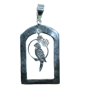 Vintage Bird Flower <b>Arch</b> <b>Frame</b> Pendant Silver Handmade Bird Charm Pendant Nature Inspired Jewelry Women Gift Pendant for Unisex - Product Image 1