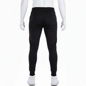 Pantalon de survêtement noir pour hommes, taille élastique, cordon de serrage, poches latérales, joggers décontractés, tissu tricoté respirant, vêtements d'automne - Product Image 3
