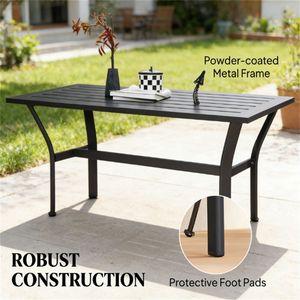 Tavolo da Pranzo Rettangolare Nero per Terrazza e Giardino - Product Image 4