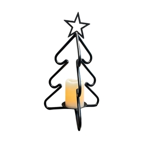 Modernist Christmas <b>Tree</b> Metal Wire Tea Light Holder Stand with Star <b>Topper</b> for Holiday Dinner Parties, Event Venues, Banquets - Product Image 2