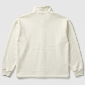 <b>Mens</b> White Quarter Zip Terry Sweatshirt <b>Turtleneck</b> Long Sleeves Breathable Minimal Casual Pullover Top Streetwear Fashion - Product Image 4
