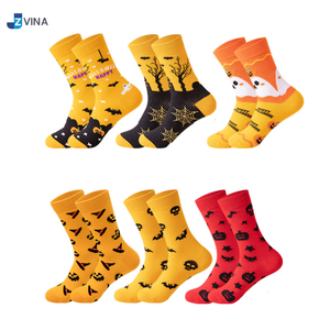 Custom Halloween Crew <b>Socks</b> Men's Cotton <b>Polyester</b> Spandex Printed Funny Pattern Breathable Knitted Autumn Daily Wear <b>Socks</b> - Product Image 1