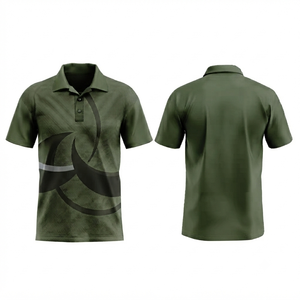 Camiseta de punto casual para hombre con bloques de color, bolsillos, manga corta, diseño estampado, longitud regular, transpirable, de Spandex/Poliéster - Product Image 4