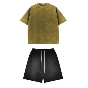 Ensembles d'été pour hommes : T-shirt à manches courtes et short délavé effet soleil, 2 pièces, design personnalisé - Product Image 5