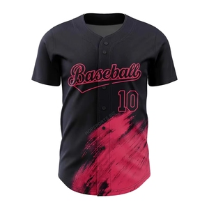 Maillots de sport en polyester imprimés par transfert thermique avec boutons sur le devant – Fabricant et fournisseur de maillots de baseball et de softball - Product Image 1