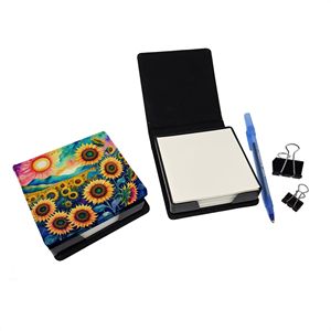 Portablocco in Pelle PU con Girasoli Colorati, Copertina Progettata da Artisti, Accessorio da Scrivania, Regalo per Ufficio, Adesivo Promozionale - Product Image 2