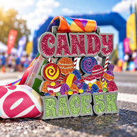 Médailles de marathon personnalisées en métal 3D, récompense de course à pied, finition scintillante, médaille sportive personnalisée, souvenir du finisher