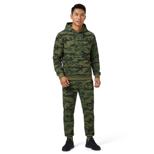 Ensemble survêtement camouflage pour homme : sweat à capuche et pantalon de jogging à manches longues, avec cordon de serrage, respirant, décontracté, idéal pour l'automne, 100 % polyester - Product Image 2