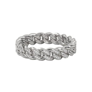 Bague chaîne cubaine glacée en or 18 carats, style hip-hop, unisexe, bijou statement minimaliste pour le quotidien, idée cadeau, diamants de laboratoire - Product Image 1