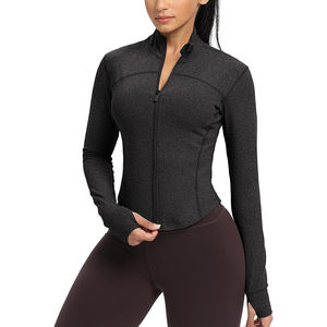 Chaqueta de yoga para mujer, manga larga, ajustada, con cremallera, ligera, de tela elástica, para hacer ejercicio, para el gimnasio, ropa exterior. - Product Image 1