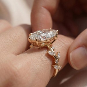Authentic Lab Grown 3.01CT Marquise Cut <b>Diamond</b> Leaf Branch Band <b>Ring</b> For Women's 14K Solid Gold Surprise Wedding Charms Gift - Product Image 2