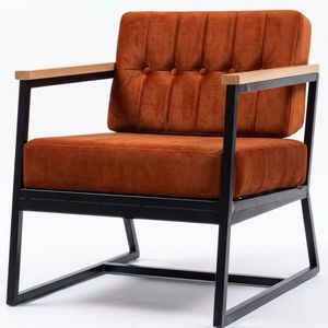 Fauteuil de salon moderne en métal avec coussin en velours, dossier solide et rembourrage en mousse pour usage intérieur - Product Image 1