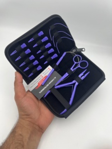 Kit de Herramientas para Extensiones de Cabello Color Morado, Precio al por Mayor, Acero Inoxidable de Grado Quirúrgico, Alicates y Tijeras con Logotipo Personalizado - Product Image 3