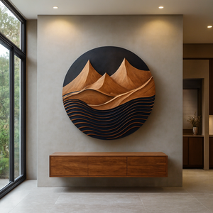 Meubles en bois organique Art déco de luxe Sculpture artisanale Décoration murale pour salon Cadeau de pendaison de crémaillère pour Diwali - Product Image 2