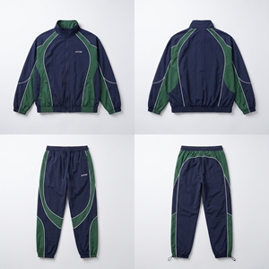 Conjunto Deportivo Personalizado con Logotipo Vintage Y2K para Hombre, Chaqueta Cortavientos Informal de Invierno de 2 Piezas con Bloques de Color en Spandex/Algodón, Pantalones, Ropa Urbana - Product Image 3