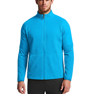 Men's <b>Black</b> <b>Fleece</b> <b>Jacket</b> Full Zip Stand Collar Sporty Breathable Polyester Autumn Wear Regular Fit Slim Style - Product Image 6