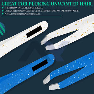 Juego de Pinzas Profesionales para Cejas, 3 Piezas, Pinzas con Punta Inclinada, Pinzas Personalizadas para Pestañas, Blanco/Azul/Verde, Juego de 3 Piezas - Product Image 3