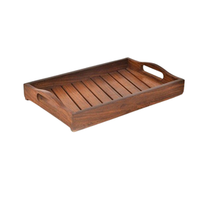 Multipurpose Rectangular <b>Large</b> Bamboo <b>Serving</b> <b>Tray</b> with Metal Handles Elegant <b>Serving</b> Kitchen Accessories - Product Image 3