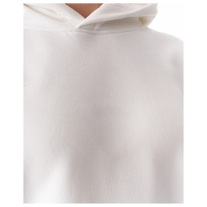 <b>Women's</b> Oversized <b>Hoodie</b> Solid <b>White</b> Drop Shoulder Sweatshirt with Kangaroo Pocket Front Logo 100% Cotton Eco-Friendly - Product Image 3